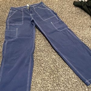 Blue cargo denim pants
